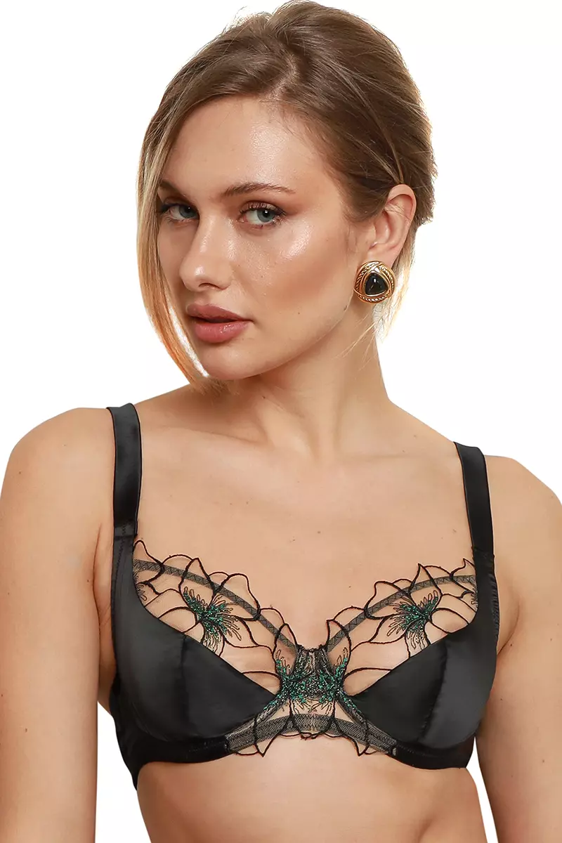 Liemenėlė__YS381 BLACK GREEN Prelude, Delicate Nimph Didelių dydžių liemenėlė
