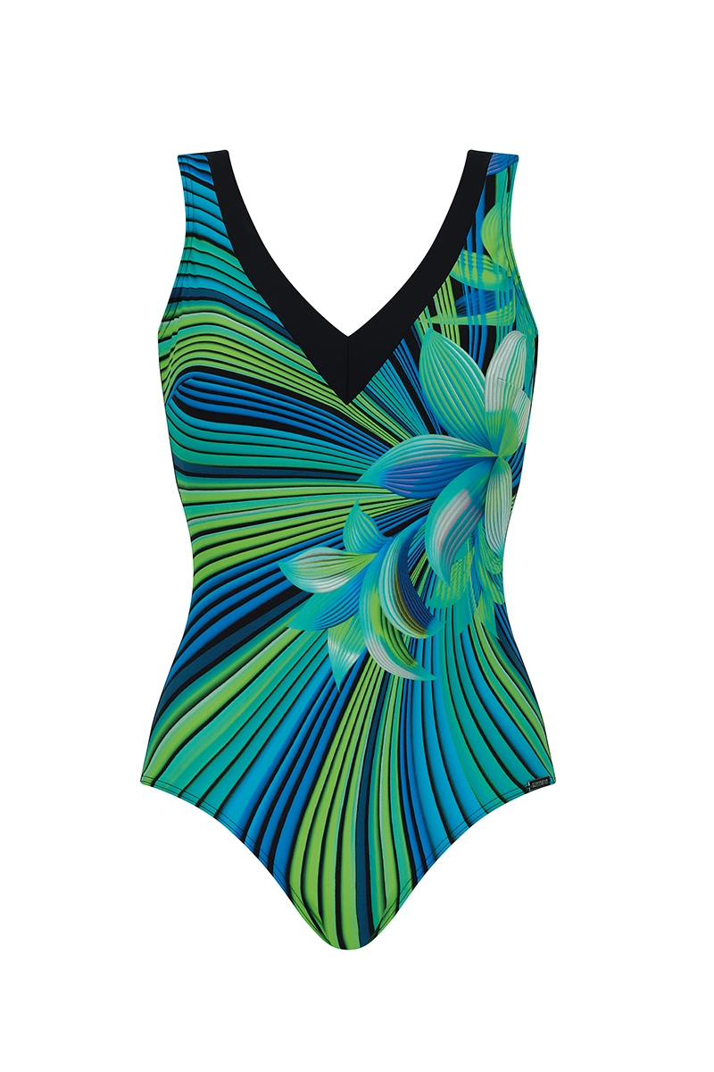 12060_ Sunmarin, figure-slimming one-piece swimsuit with floral print