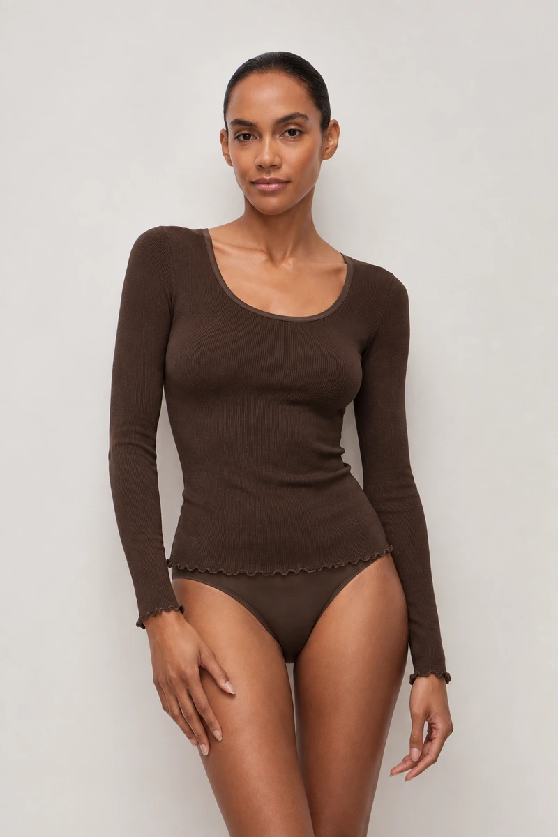 Moretta, wool and silk long-sleeved top