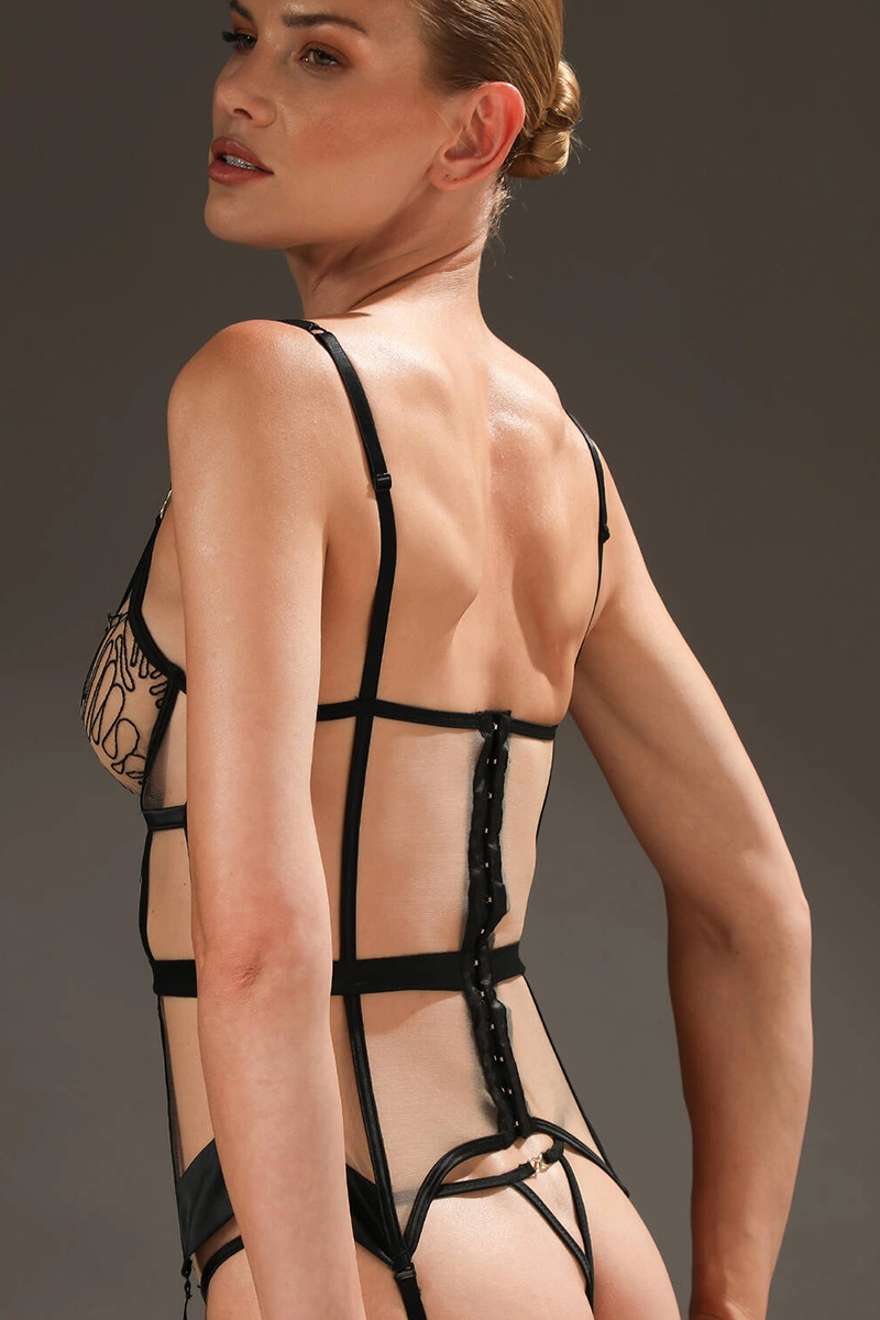 Prelude, Rouge Interdit underwired corset with suspender straps