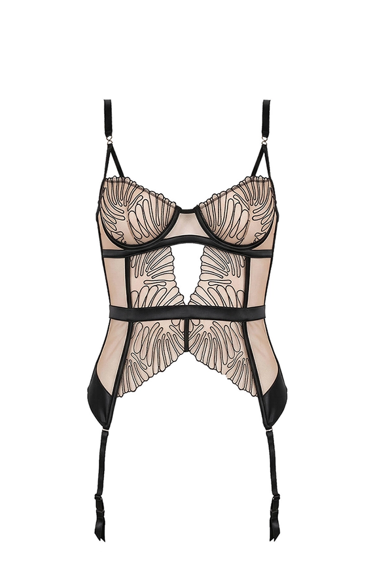 Prelude, Rouge Interdit underwired corset with suspender straps