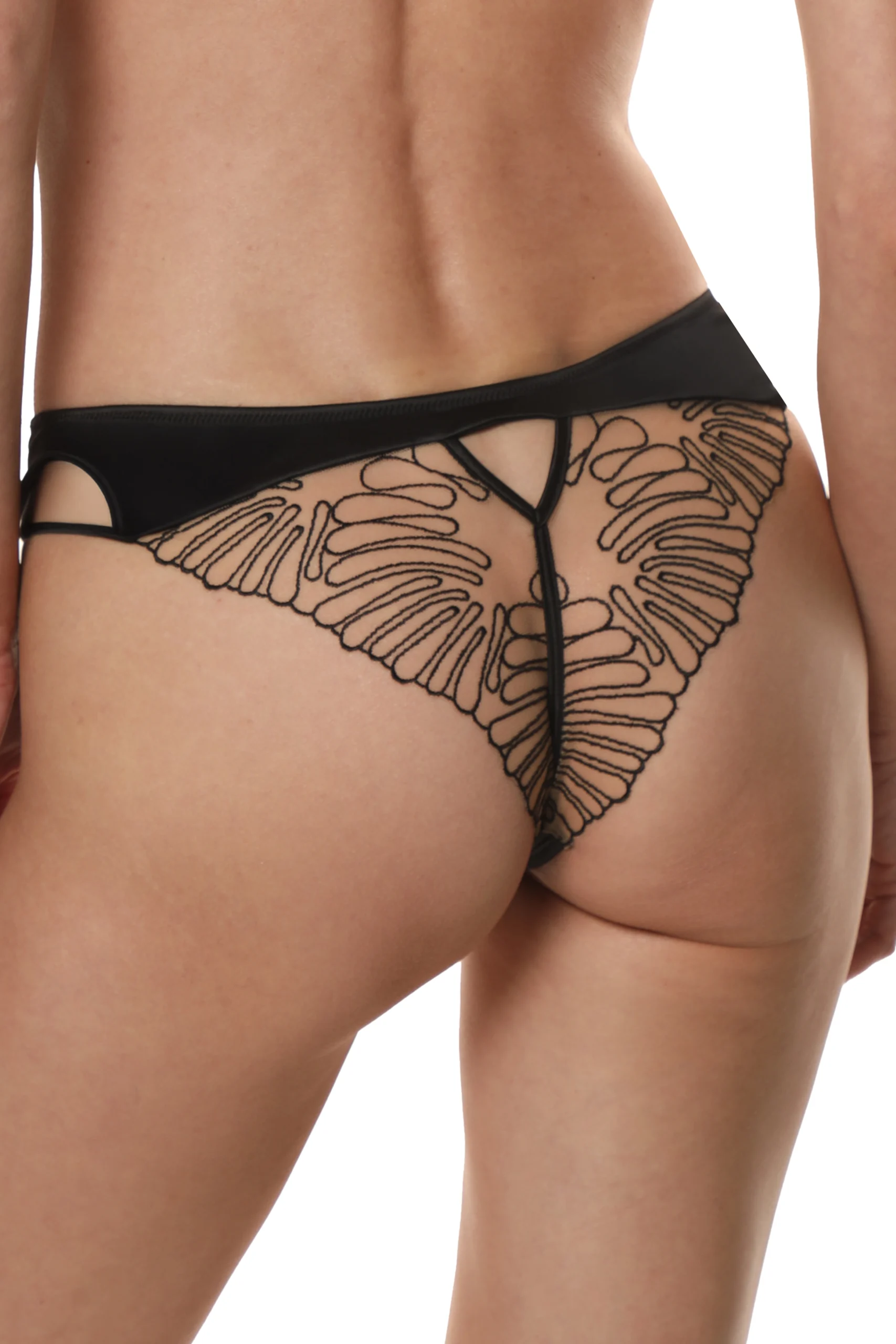 Prelude, Rouge Interdit tanga briefs in embroidered tulle and satin